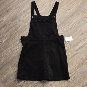 Divided Black Corduroy Overalls